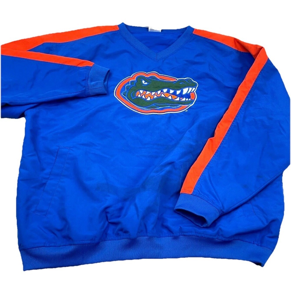 Florida Gators Jacket Men XL Blue Pullover Windbreaker Windshirt Warm Up V Neck*